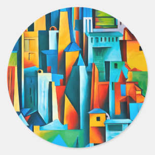 Adesivo Abstrato Cityscape Building Skyscrapts Art