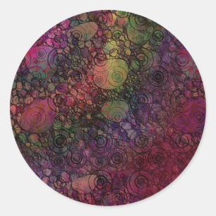 Adesivo Abstrato colorido com círculos pretos e vermelhos