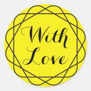 Adesivo Abstrato Com Amor Círculo Amarelo e Preto