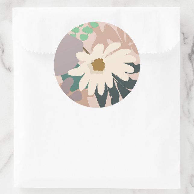 Adesivo Abstrato Daisy Floral Foliage Moderna (Bolsa)