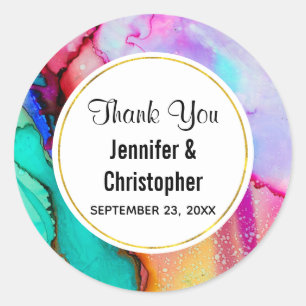 Adesivo Abstrato de Aquarela rosa e turquesa