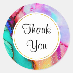 Adesivo Abstrato de Aquarela rosa e turquesa