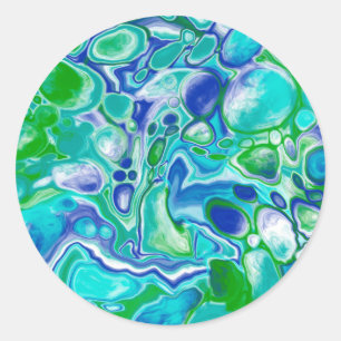 Adesivo Abstrato de Arte Fluida Marble Azul e Verde