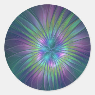 Adesivo Abstrato de Arte Fractal Colorida Fantasia