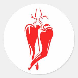 Adesivo abstrato de dança da pimenta de pimentão vermelh