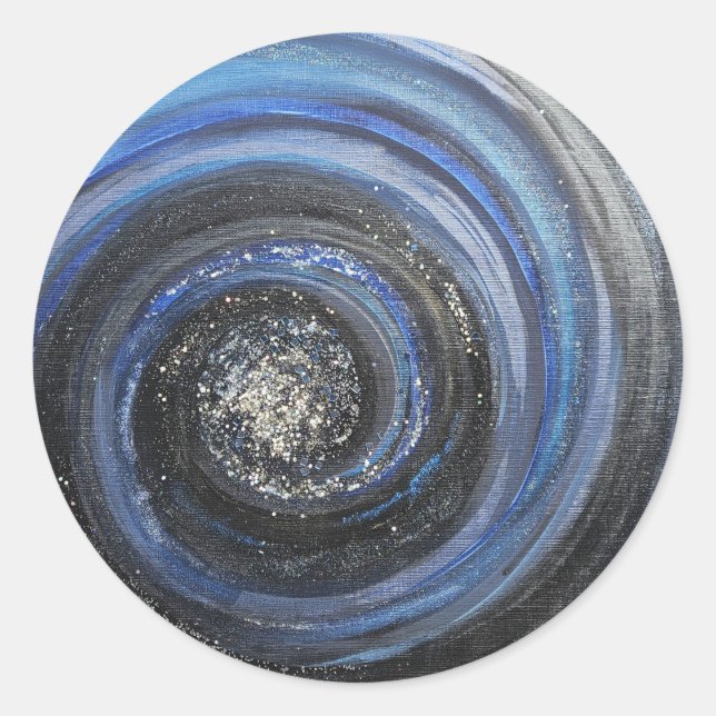 Adesivo Abstrato de espiral azul e preto (Frente)