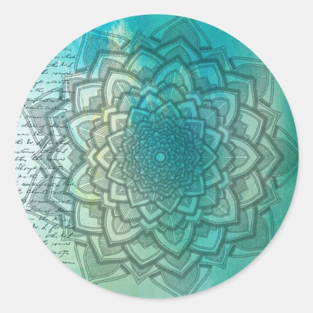 Adesivo Abstrato de Mandala Místico Turquesa (Frente)