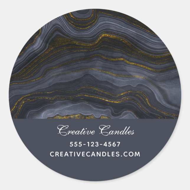 Adesivo Abstrato de pedra de pedra preto e Dourado moderno (Frente)