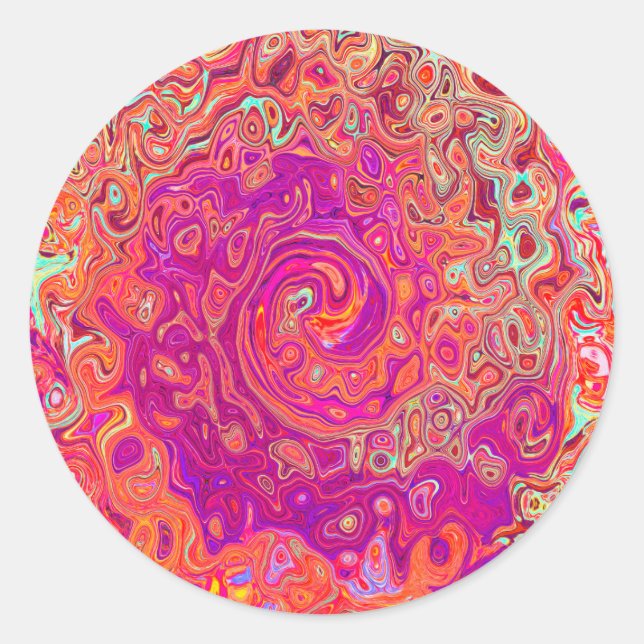 Adesivo Abstrato de Retro Coral e espiral de mármore roxo (Frente)