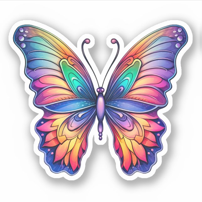 Adesivo Abstrato do arco-íris Borboleta Trabalho de arte (Frente)