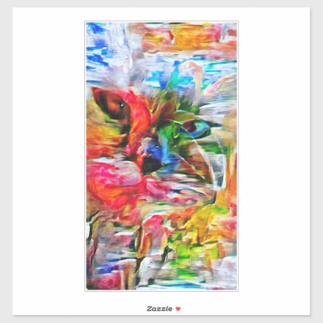 Adesivo Abstrato Expressionista Colorida Cat Art Impressão (Folha)