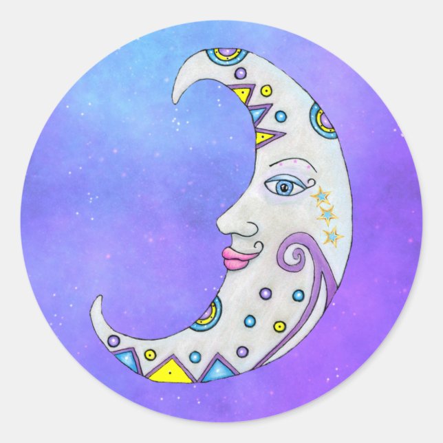 Adesivo Abstrato Fantasy Crescent Moon Formas coloridas (Frente)