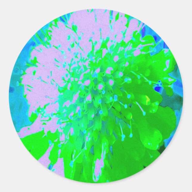 Adesivo Abstrato - Flor retrógrado na Lavanda e no Verde l (Frente)