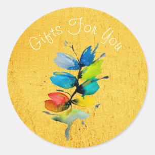 Adesivo Abstrato floral de cor aquosa colorida