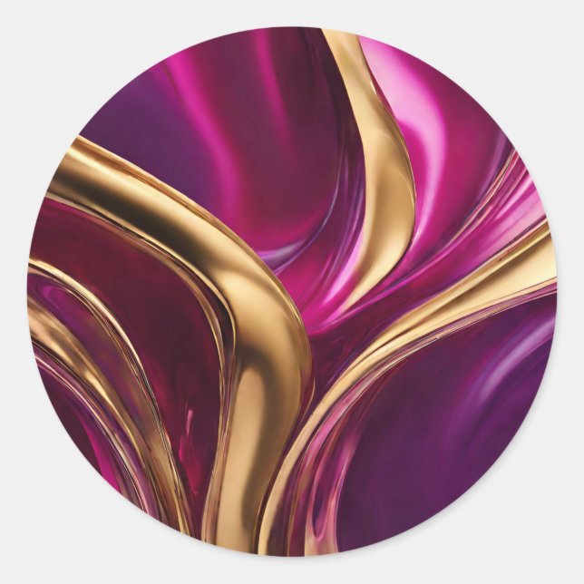 Adesivo Abstrato — Fluxo Arte-Fúcsia Roxo e Dourado- (Frente)