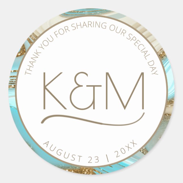 Adesivo Abstrato Glitter Strata Wedding Obrigado ID903 (Frente)