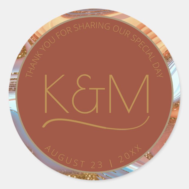 Adesivo Abstrato Glitter Strata Wedding Obrigado Rt ID903 (Frente)