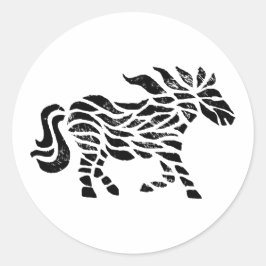 Adesivo Abstrato Horse Woodblock Impressão