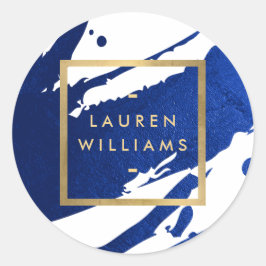 Adesivo Abstrato Indigo Blue Brushstrokes