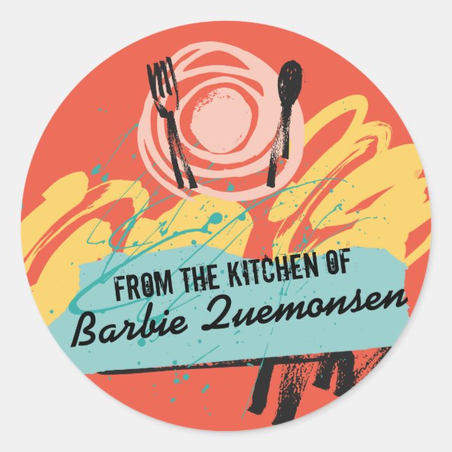 Adesivo Abstrato jantar utensílios em placas da cozinha de (Frente)