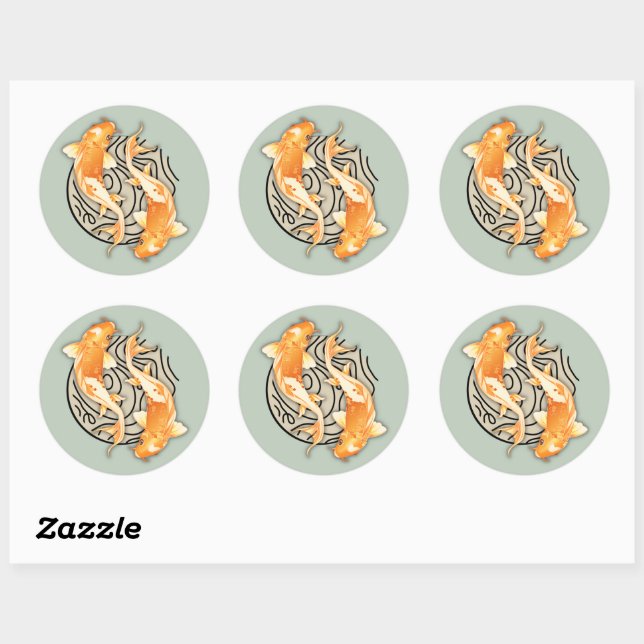 Adesivo Abstrato Koi Classic Round Sticker (Folha)