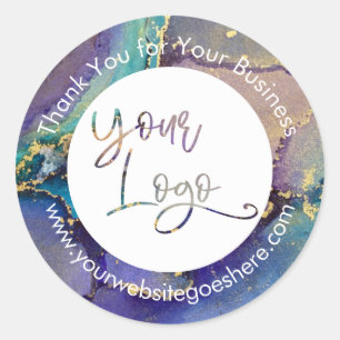 Adesivo Abstrato líquido Dourado multicolor Art Seu logot