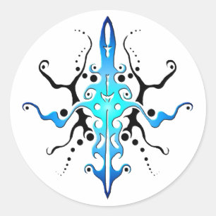 Adesivo Abstrato Mask Tribal Tattoo Design - azul