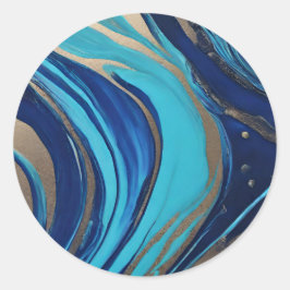 Adesivo Abstrato moderno - Azul de Arte e Dourado-