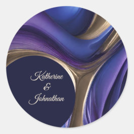 Adesivo Abstrato moderno azul-fluido, púrpura e Dourado