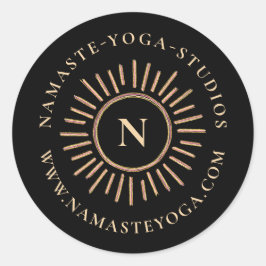 Adesivo Abstrato moderno elegante Monograma preto-amarelo-