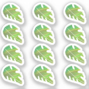 Adesivo Abstrato Monstera Leaf Liquid Green Sticker Set