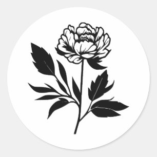 Adesivo Abstrato Peony Art em BW