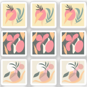 Adesivo Abstrato Plantas Desenho Moldadas