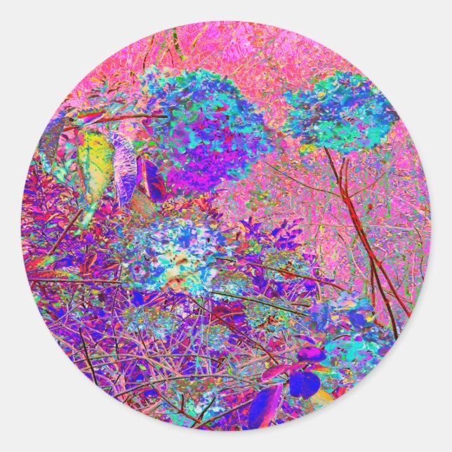 Adesivo Abstrato púrpura e azul-hidrangea com magenta (Frente)