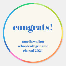 Adesivo Abstrato Rainbow Parabéns de Graduação Personaliza