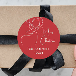 Adesivo Abstrato-renas brancas vermelhas Natal moderno