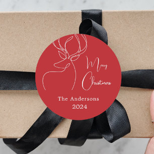 Adesivo Abstrato-renas brancas vermelhas Natal moderno