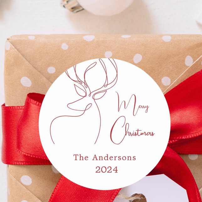 Adesivo Abstrato-renas brancas vermelhas Natal moderno (Criador carregado)