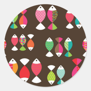 Adesivo Abstrato retro peixes submarinos 2