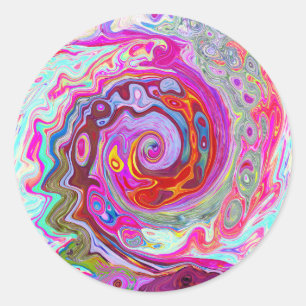 Adesivo Abstrato Retro-rosa-quente e espiral azul