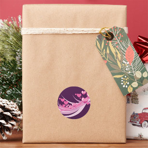 Adesivo Abstrato Romântico Corações Rosa Design em Roxo