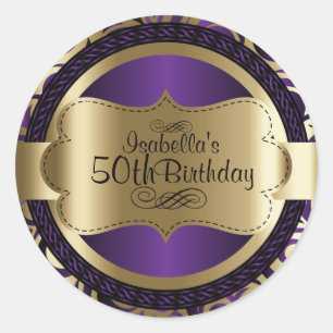 Adesivo Abstrato Roxo e Dourado Aniversário