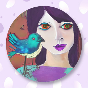 Adesivo Abstrato, Roxo e Teal