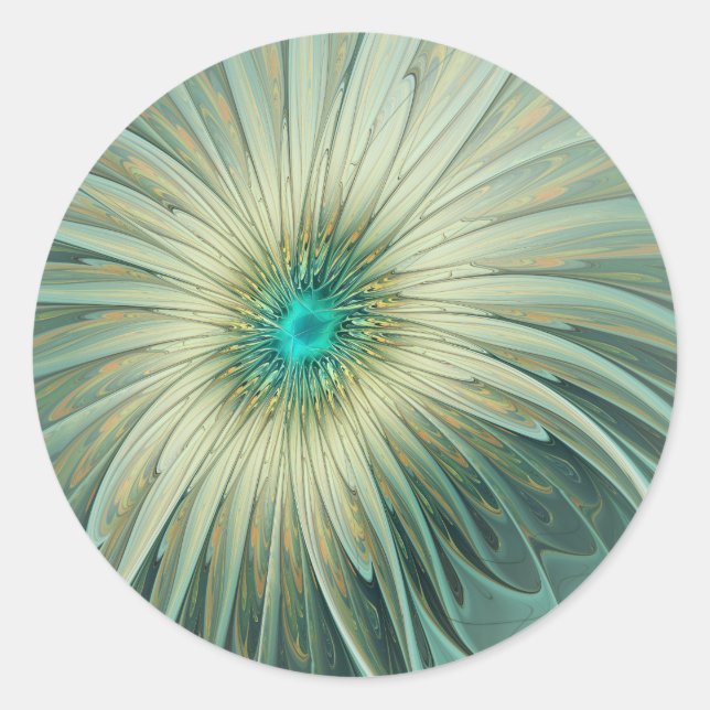 Adesivo Abstrato Sage Green Fantasy Flor Arte Fractal (Frente)