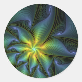 Adesivo Abstrato Star, Ouro Verde brilhante Arte Fractal