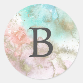 Adesivo Abstrato Verão Monograma de Envelope de Casamento