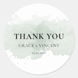 Adesivo Abstrato verde aquarela obrigado de casamento