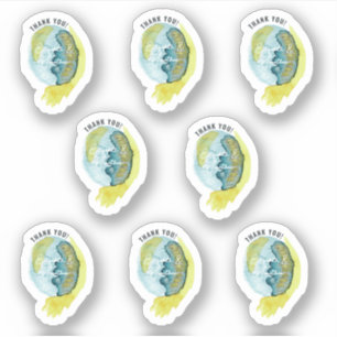 Adesivo Abstrato Watercolor Art Chic Obrigado Casamento