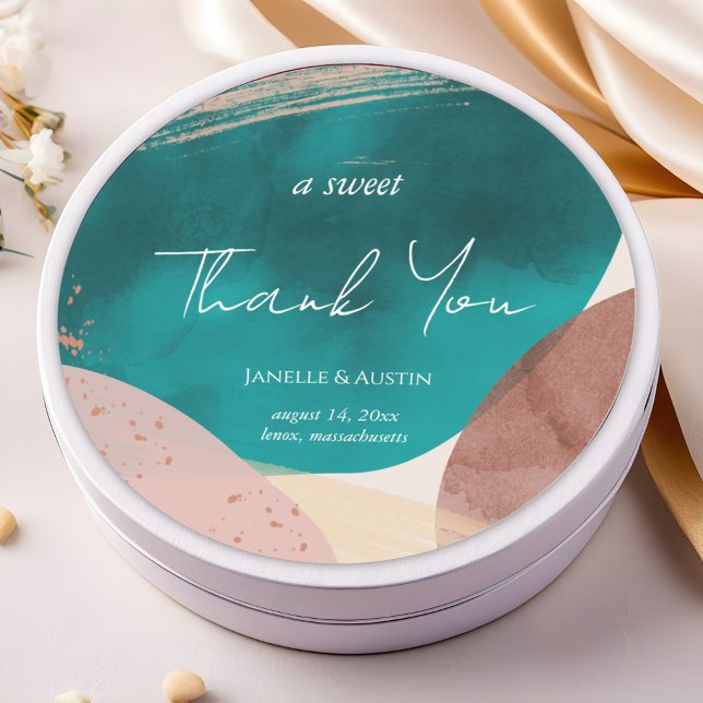 Adesivo Abstrato Watercolor Wedding Obrigado (Criador carregado)