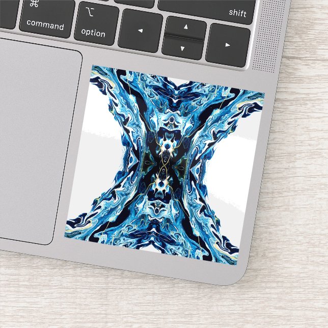 Adesivo Abyss Abstract Navy Blue Gold White Fluid Art (Detalhe)